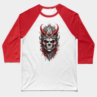 Demon skull head with red horn Baseball T-Shirt